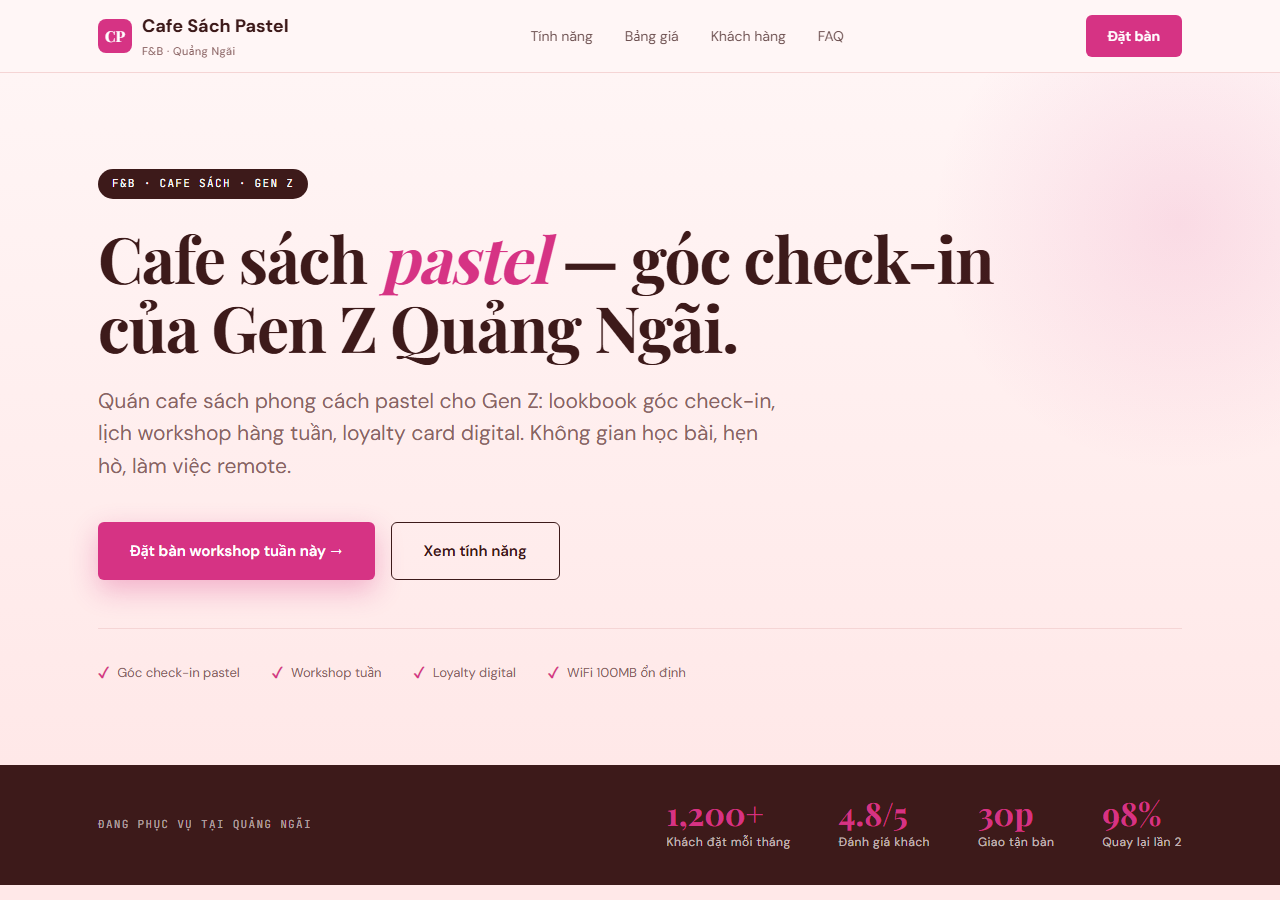 Mẫu web nhà hàng tại Quảng Ngãi - Hỗ Trợ Kinh Doanh Quảng Ngãi