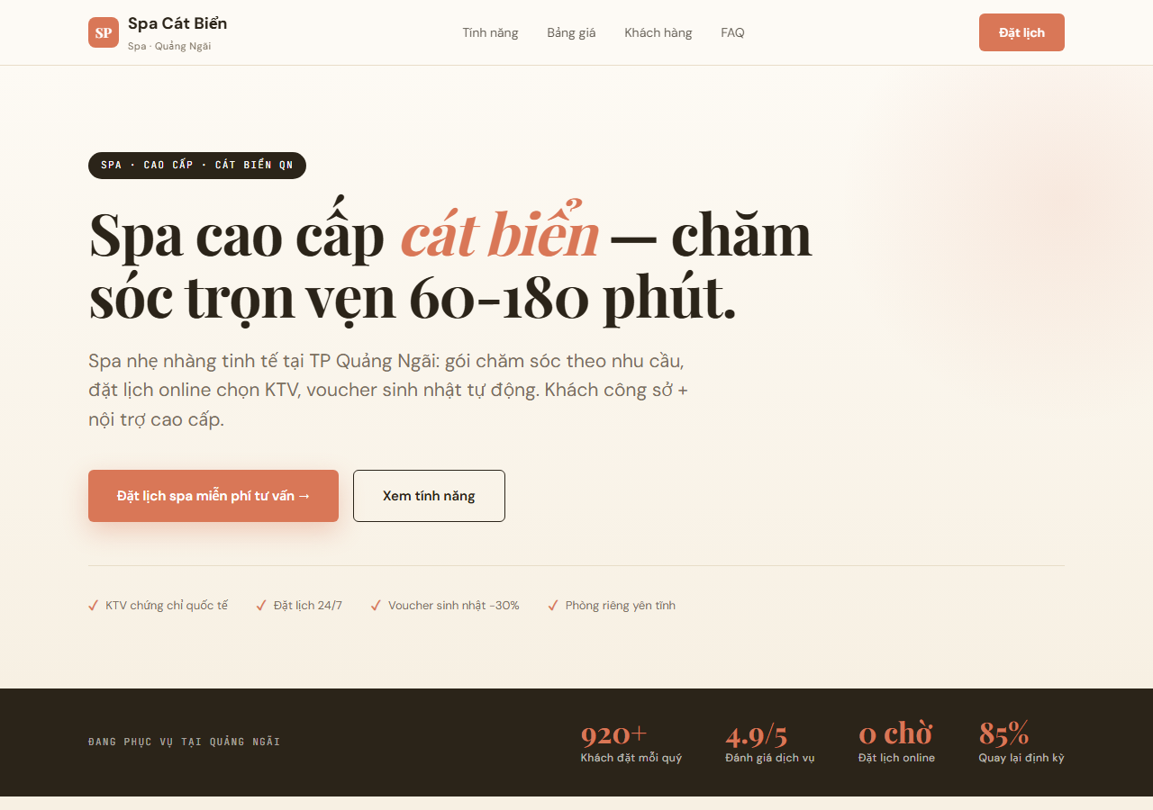 Mẫu web spa tại Quảng Ngãi - Hỗ Trợ Kinh Doanh Quảng Ngãi